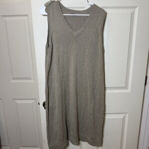 J Jill Linen Blend Dress Womens L  Sleeveless Minimalist Resort Lagenlook